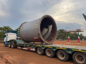 The new 1,000 tpd ball mill arriving at Buckreef Gold