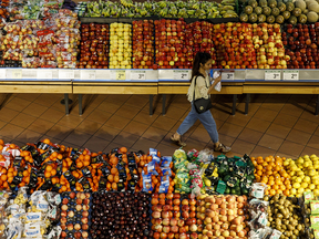 Grocery aisle of fruit