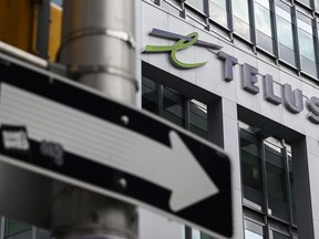 Telus Corp. is partnering with electric vehicle charging network operator Flo to help make the technology more reliable as adoption of clean vehicle technology is expected to ramp up. The Telus offices are seen in Ottawa on Friday, Aug. 4, 2023.