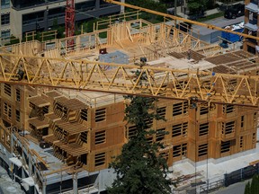 A low-rise condominium building is being built in Coquitlam, BC