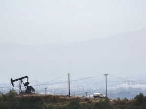 An oil pumpjack in Los Angeles, California.
