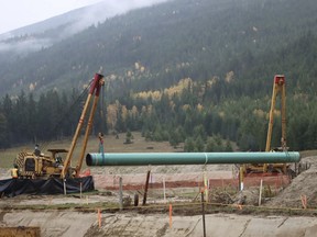 Construction continues on the Trans Mountain pipeline expansion project near Valemount, B.C.