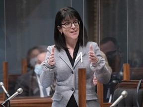 Quebec Treasury Board president Sonia LeBel at the legislature in Quebec City, 2021.