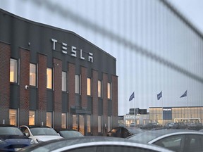 A Tesla Inc. service centre in Segeltorp, south of Stockholm, Sweden.