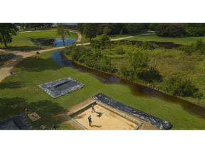 Jamestown, Virginia. A drone photograph of excavation sites at the Jamestown Rediscovery Foundation on Thursday, August 31, 2023. Photographer: Shaban Athuman for Bloomberg Green/Bloomberg Green