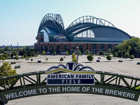 FILE - American Family Field is seen Sept. 15, 2023, in Milwaukee. The Wisconsin state Assembly was set Tuesday, Oct. 17, 2023, to approve a Republican-authored plan to spend more than half-a-billion dollars to help cover repairs at the Milwaukee Brewers' stadium.