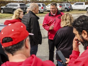 Region 2B director.David Green speaks with United Auto Workers outside a gate at Stellantis Toledo Assembly Complex on Thursday, Oct. 12, 2023 in Toledo, Ohio.