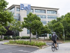 BCE Inc. headquarters is seen in Montreal on Thursday August 3, 2023. Canada's telecommunications regulator has sided with BCE Inc. in a final offer arbitration proceeding between that company and Quebecor Inc. over wholesale mobile virtual network operator (MVNO) data rates.THE CANADIAN PRESS/Christinne Muschi