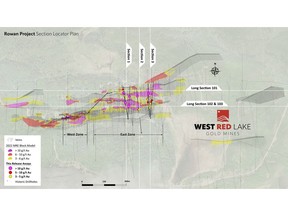FIGURE 1. Deposit-scale plan map of Rowan Mine Target area showing traces and intercepts for holes highlighted in this News Release.