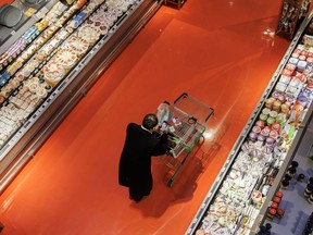 A shopper at a grocery store in Toronto.