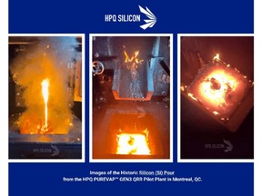 Images of the historic Silicon (Si) Pour from the HPQ Purevap Gen3 QRR pilot plant in Montreal