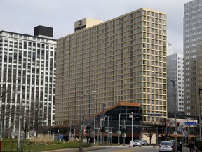 FILE - The Wyndham Grand hotel is seen in Pittsburgh on March 20, 2017. Choice Hotels International is asking shareholders of rival chain Wyndham Hotels & Resorts to sign off on a buyout worth nearly $8 billion after Wyndham broke off negotiations, the company said Tuesday, Oct. 17, 2023.