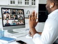 One survey found 55 per cent of workers wave at the end of a virtual meeting, down from 57 per cent last year.
