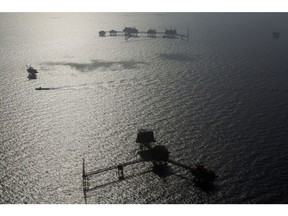 Oil drilling platforms in the Ku-Maloob-Zaap oilfield at Campeche Bay. Photographer: Susana Gonzalez/Bloomberg