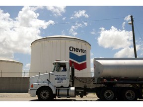 A Chevron petroleum storage tank.