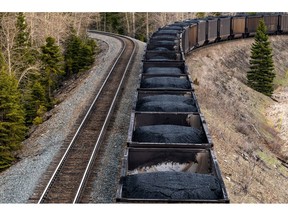 Rail cars loaded with coal near a Teck Resources Elkview Operations steelmaking coal mine in the Elk Valley near Sparwood, British Columbia, Canada, on Tuesday, April 26, 2022. Teck Resources reported first quarter earnings of $1.57 billion, up from $305 million as demand for its copper, zinc and steelmaking coal surged, The Toronto Star reports. Photographer: James MacDonald/Bloomberg