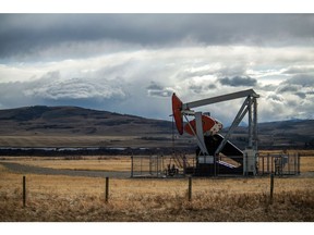 An oil pumpjack in rural Alberta near Longview, Alberta, Canada, on Tuesday, April 26, 2022. Photographer: James MacDonald/Bloomberg