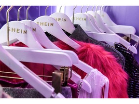 Clothes at the Shein pop-up store in New York, US, on Friday, Oct. 28, 2022. Shein, the online retailer that has turbocharged the global fast-fashion industry, is planning to deepen its foothold in the US as its sales to American shoppers continue to soar, the Wall Street Journal reports.