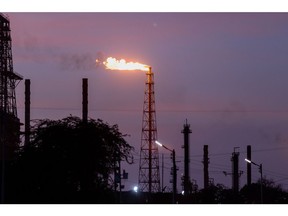The Petroleos de Venezuela SA (PDVSA) Amuay oil refinery at the Paraguana Refinery Complex in Punto Fijo, Falcon State, Venezuela, on Saturday, Aug. 19, 2023. An ad-hoc board for Venezuela's oil company said it will extend a legal deadline on PDVSA's bonds, echoing an agreement for sovereign debt earlier this week. Photographer: Betty Laura Zapata/Bloomberg