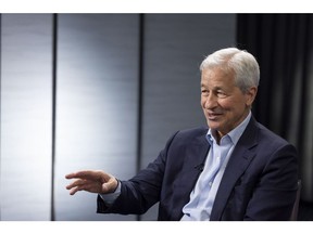 Jamie Dimon, chief executive officer of JPMorgan Chase & Co., during a Bloomberg Television interview on the sidelines of the JPMorgan Tech Stars Leadership Forum in London, UK, on Monday, Oct. 2, 2023. "Your children are going to live to 100 and not have cancer because of technology," Dimon said.