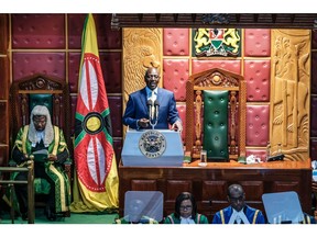 Kenya's President William Ruto delivers the state of the nation address in Nairobi, on Nov. 9.