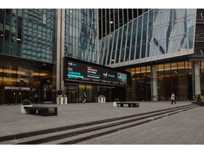The TMX Market Centre at the Toronto Stock Exchange (TSX) in Toronto, Ontario, Canada, on Wednesday, Nov. 8, 2023. The S&P/TSX Composite rose 0.3%, with six of 11 sectors higher, led by energy stocks.