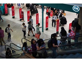 Shoppers at the Parque Delta mall during Buen Fin in Mexico City, Mexico, on Friday, Nov. 17, 2023. Mexico's annual inflation slowed in line with expectations in October, giving the central bank some maneuvering room as it prepares for one of its last interest rate decisions of the year.
