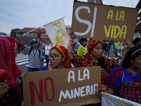 Panamanians protest against First Quantum's copper mine in Panama City.