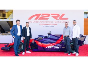 ASPIRE's team with the newly debuted autonomous Super Formula SF23 racing car in Abu Dhabi