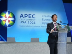 Philippines President Ferdinand Marcos Jr. speaks during the APEC CEO Summit Wednesday, Nov. 15, 2023, in San Francisco.