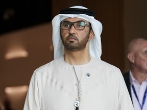 COP28 President Sultan al-Jaber walks through the venue for the COP28 U.N. Climate Summit, Wednesday, Nov. 29, 2023, in Dubai, United Arab Emirates.