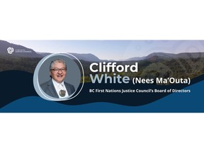 Clifford White (Nees Ma'Outa) is a Gitxaała Leader and Champion for Restorative Justice in the First Nations/Indigenous Court System