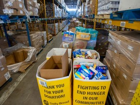 The warehouse at the Daily Bread Food Bank CEO in Etobicoke, Ontario. Economic growth has been weak, but not weak enough to merit the recession label yet.