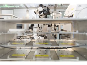 Operations seen at a fully automated research lab at the Insilico Medicine research facility in Suzhou, China, on Tuesday, October 31, 2023. Photographer: Qilai Shen/Bloomberg