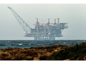 The Leviathan natural gas field platform off the coast of Israel. Photographer: Jack Guez/AFP/Getty Images