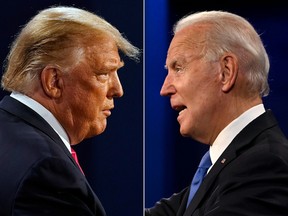 Former U.S. president Donald Trump, left, and current President Joe Biden.