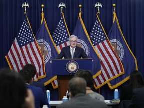 United States Federal Reserve chair Jerome Powell during a news conference at the Federal Reserve in Washington.