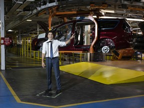 Prime Minister Justin Trudeau at the Stellantis Windsor (Chrysler) Assembly plant in Windsor, Ont.