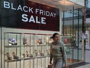 Shoppers track down Black Friday deals at the Eaton Centre in Toronto.