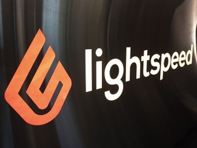 A Lightspeed logo is shown at the company's offices in Montreal, Tuesday, May 16, 2023.THE CANADIAN PRESS/Ryan Remiorz