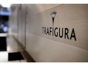 The logo of the multinational oil firm Trafigura is seen on October 2, 2012 at a branch in Geneva. Photographer: Fabrice Coffrini/AFP/Getty Images