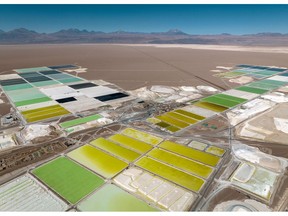 A lithium mine in the Atacama Desert in Salar de Atacama, Chile.