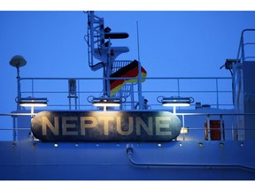 The Neptune LNG floating storage regasification unit (FSRU), operated by TotalEnergies SE, at the German Baltic Sea LNG Terminal, operated by Deutsche ReGas GmbH, in Lubmin, Germany, on Saturday, Jan. 14, 2023. The Neptune FSRU will pump at least 4.5 billion cubic meters of gas per year into the German grid, equal to about 8% of the transport capacity of the key Russian Nord Stream pipeline that was put out of operation following blasts in September.