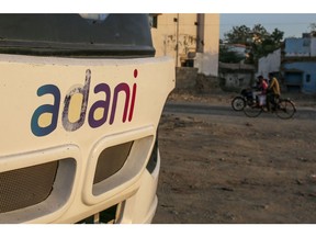 Road signage of Adani Port displayed in Mundra, Gujarat, India, on Wednesday, Feb. 8, 2023. Photographer: Dhiraj Singh/Bloomberg