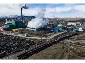 A train carrying bags of copper concentrate leaves the Erdenet Mining Corp. copper mine in Erdenet, Mongolia, on Wednesday, March 15, 2023. Erdenet, the country's second-biggest copper mine, has been producing since 1978 when it was set up with support from the Soviet Union.