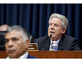 Representative Frank Pallone, a Democrat from New Jersey and ranking member of the House Energy and Commerce Committee, speaks during a hearing in Washington, DC, US, on Thursday, March 23, 2023. The TikTok chief executive officer plans to tell Congress his app does more to protect young users than rival social media and that Beijing has no authority over its data, invoking familiar arguments to head off a US ban orforced sale.