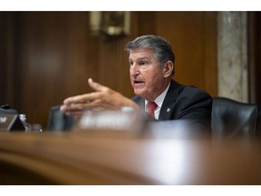 Senator Joe Manchin, a Democrat from West Virginia and chairman of the Senate Energy and Natural Resources Committee, speaks during a hearing in Washington, DC, US, on Thursday, Sept. 7, 2023. The hearing is titled "Examining Recent Advances in Artificial Intelligence and the Department of Energys Role in Ensuring U.S. Competitiveness and Security in Emerging Technologies."