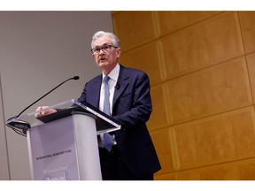 Jerome Powell, chairman of the US Federal Reserve, speaks during the 24th Jacques Polak Annual Research Conference in Washington, DC, US, on Thursday, Nov. 9, 2023 Powell said the US central bank will continue to move carefully but won't hesitate to tighten policy further if appropriate.