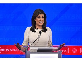 Nikki Haley during the fourth Republican presidential primary debate at the University of Alabama in Tuscaloosa, Alabama, on Dec. 6. Photographer: Jim Watson/AFP/Getty Images