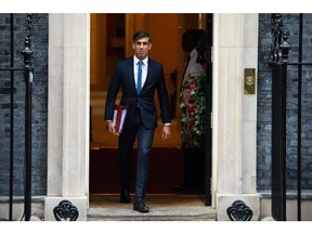 LONDON, ENGLAND - DECEMBER 13: Britain's Prime Minister, Rishi Sunak, departs 10, Downing Street to attend Prime Minister's Questions in the House of Commons on December 13, 2023 in London, England.